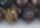 CTE2098 15.5 inches 16mm faceted round AB-color mixed tiger eye beads