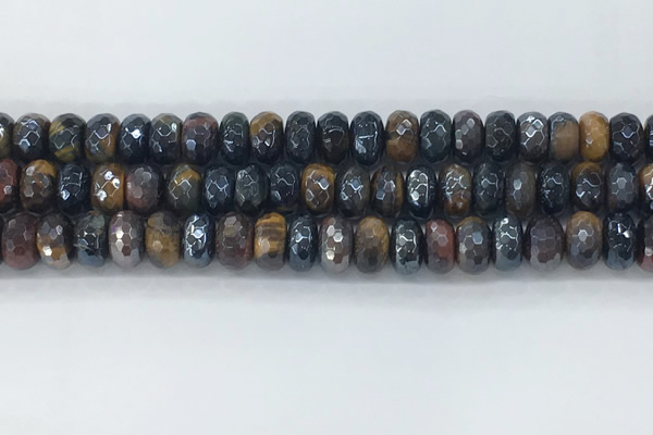 CTE2103 6*10mm faceted rondelle AB-color mixed tiger eye beads