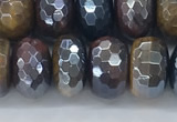 CTE2104 7*12mm faceted rondelle AB-color mixed tiger eye beads