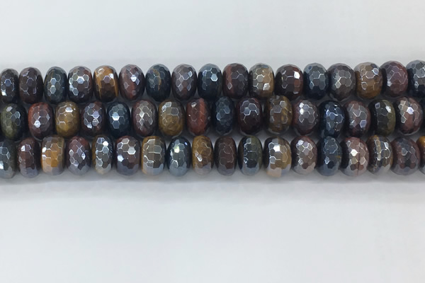 CTE2104 7*12mm faceted rondelle AB-color mixed tiger eye beads