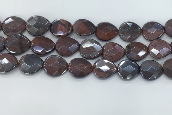 CTE2116 17*20mm faceted flat teardrop AB-color red tiger eye beads