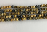 CTE2120 15.5 inches 6mm round golden & blue tiger eye beads