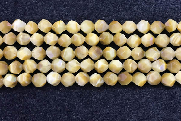 CTE2137 15.5 inches 10mm faceted nuggets golden tiger eye beads