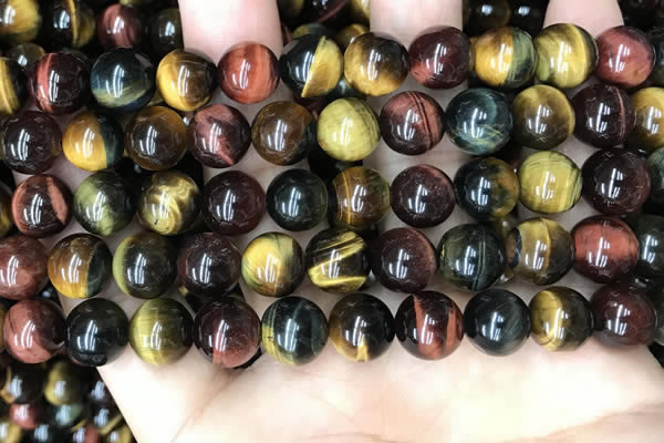 CTE2204 15.5 inches 12mm round mixed tiger eye gemstone beads