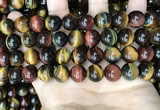 CTE2205 15.5 inches 14mm round mixed tiger eye gemstone beads