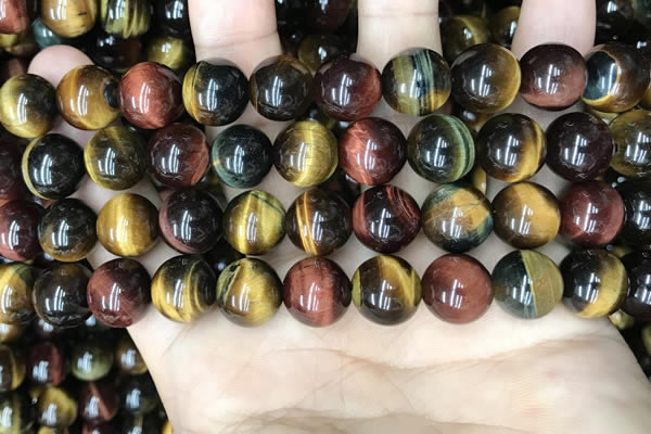 CTE2205 15.5 inches 14mm round mixed tiger eye gemstone beads