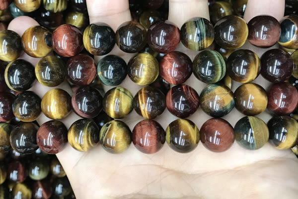 CTE2206 15.5 inches 16mm round mixed tiger eye gemstone beads