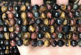 CTE2227 15.5 inches 8mm faceted round colorful tiger eye beads