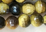 CTE2232 15.5 inches 6mm faceted round yellow tiger eye beads