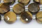 CTE2247 15.5 inches 8mm faceted coin yellow tiger eye beads