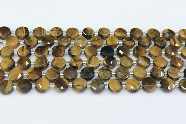 CTE2247 15.5 inches 8mm faceted coin yellow tiger eye beads