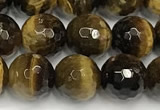 CTE2252 15 inches 8mm faceted round yellow tiger eye beads