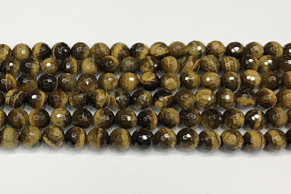 CTE2252 15 inches 8mm faceted round yellow tiger eye beads