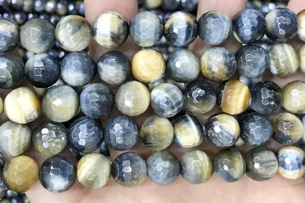 CTE2262 15 inches 10mm faceted round AB-color golden & blue tiger eye beads