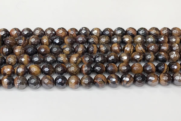 CTE2271 15 inches 8mm faceted round AB-color yellow tiger eye beads