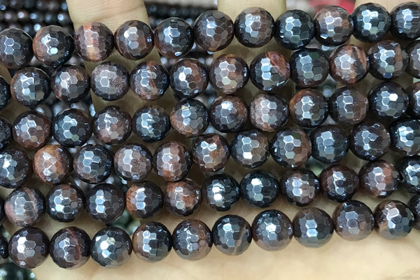 CTE2276 15 inches 8mm faceted round AB-color red tiger eye beads