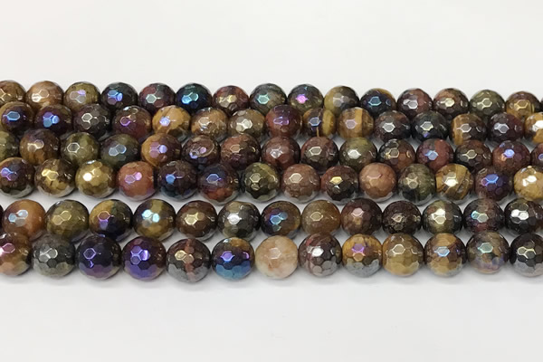 CTE2286 15 inches 8mm faceted round AB-color colorful tiger eye beads