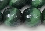 CTE2290 15 inches 12mm faceted round AB-color green tiger eye beads