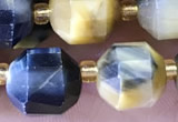 CTE2296 15 inches 9*10mm faceted golden & blue tiger eye beads