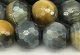 CTE2312 15 inches 10mm faceted round golden & blue tiger eye beads