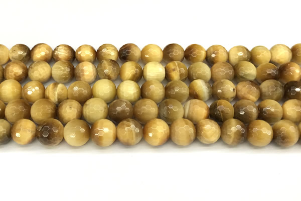 CTE2316 15 inches 8mm faceted round golden tiger eye beads