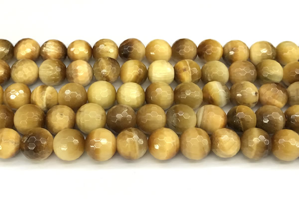 CTE2318 15 inches 12mm faceted round golden tiger eye beads