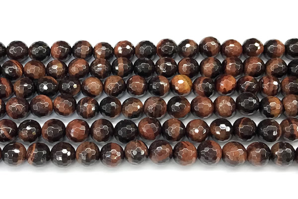 CTE2345 15 inches 8mm faceted round red tiger eye beads