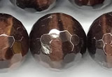 CTE2348 15 inches 14mm faceted round red tiger eye beads