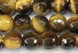 CTE2353 15 inches 6mm faceted round yellow tiger eye beads