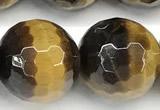 CTE2357 15 inches 14mm faceted round yellow tiger eye beads