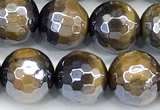 CTE2359 15 inches 8mm faceted round AB-color yellow tiger eye beads