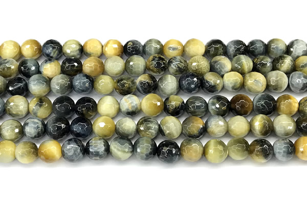 CTE2369 15 inches 8mm faceted round golden & blue tiger eye beads