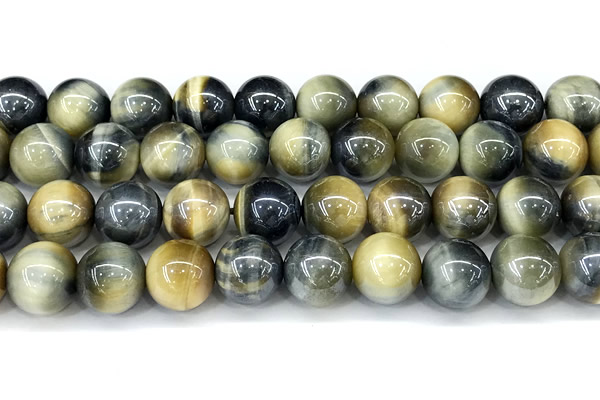 CTE2375 15 inches 12mm round AB-color golden & blue tiger eye beads