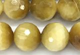 CTE2389 15 inches 8mm faceted round golden tiger eye beads