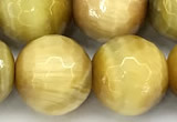 CTE2391 15 inches 12mm faceted round golden tiger eye beads