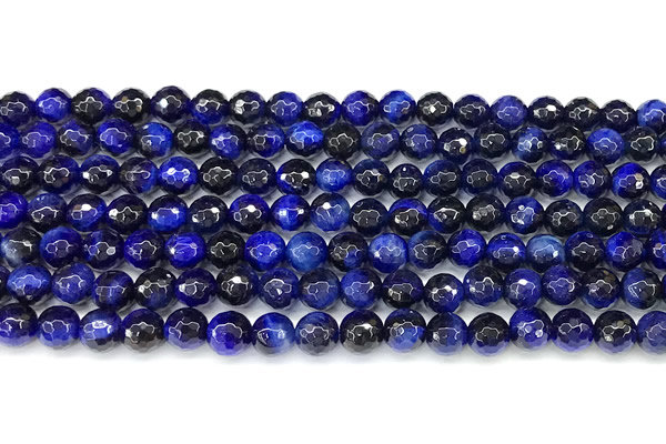 CTE2399 15 inches 6mm facted round blue tiger eye beads