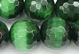 CTE2411 15 inches 12mm faceted round green tiger eye beads