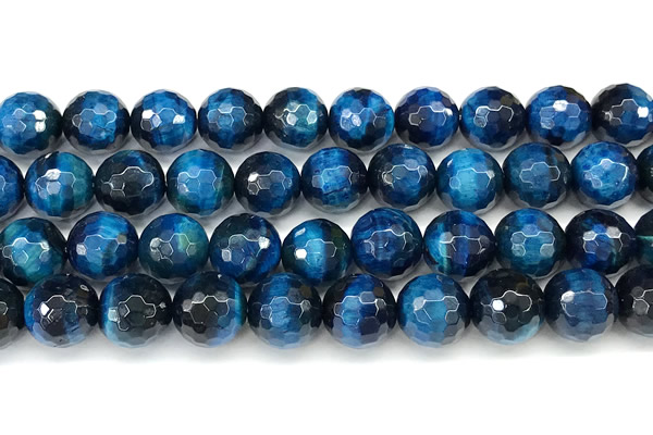 CTE2432 15 inches 12mm facted round blue tiger eye beads