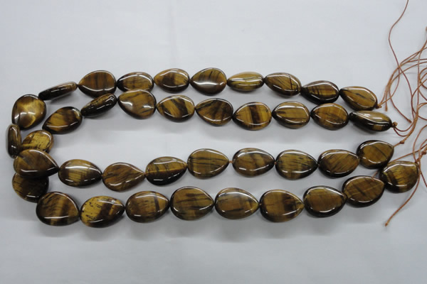 CTE307 15.5 inches 15*20mm flat teardrop yellow tiger eye gemstone beads