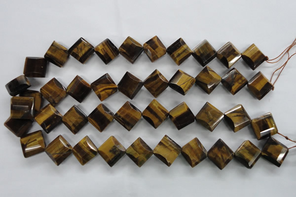 CTE316 15.5 inches 15*15mm faceted diamond yellow tiger eye beads