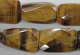 CTE318 18*25mm twisted & faceted rectangle yellow tiger eye beads