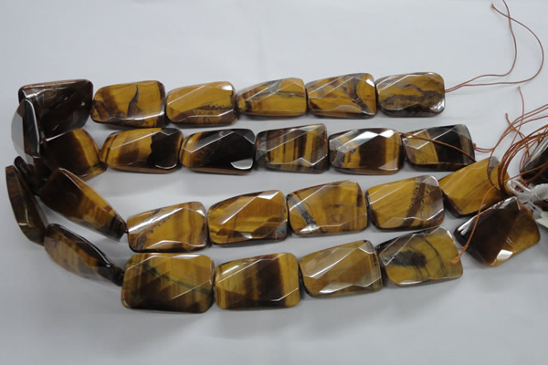 CTE319 20*30mm twisted & faceted rectangle yellow tiger eye beads