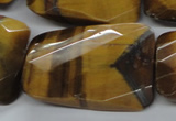 CTE320 25*35mm twisted & faceted rectangle yellow tiger eye beads