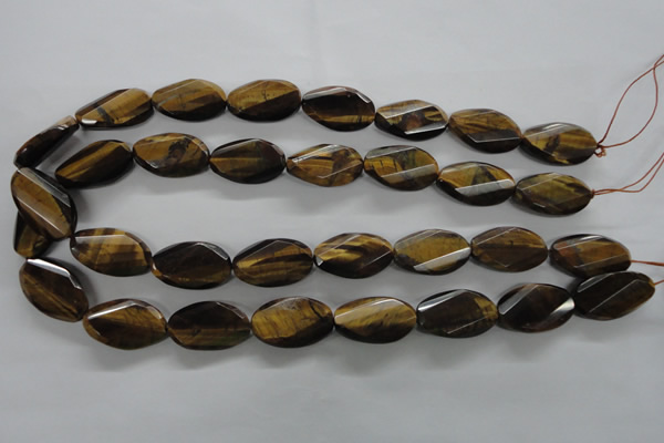 CTE322 15.5 inches 15*25mm twisted & faceted oval yellow tiger eye beads