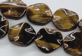 CTE323 15.5 inches 20mm wavy coin yellow tiger eye gemstone beads