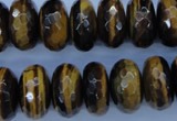 CTE405 15.5 inches 10*18mm faceted rondelle yellow tiger eye beads