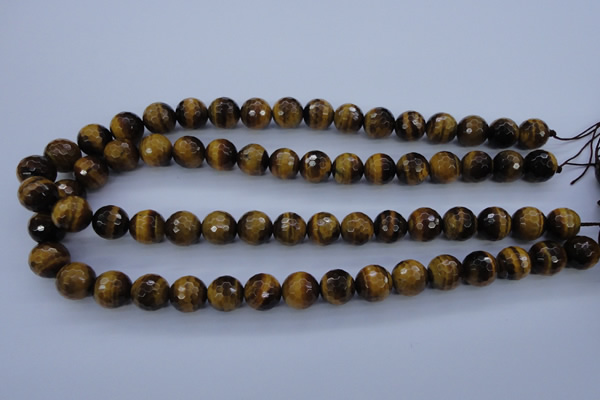 CTE424 15.5 inches 12mm faceted round yellow tiger eye beads