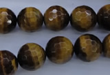 CTE425 15.5 inches 14mm faceted round yellow tiger eye beads