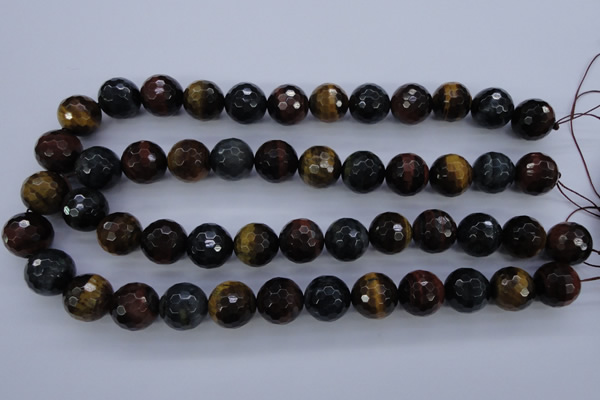 CTE457 15.5 inches 16mm faceted round mixed tiger eye beads