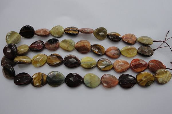 CTE468 15.5 inches 18*20mm faceted flat teardrop mixed tiger eye beads